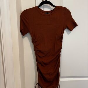 Zara Rust Brown Ruched Dress